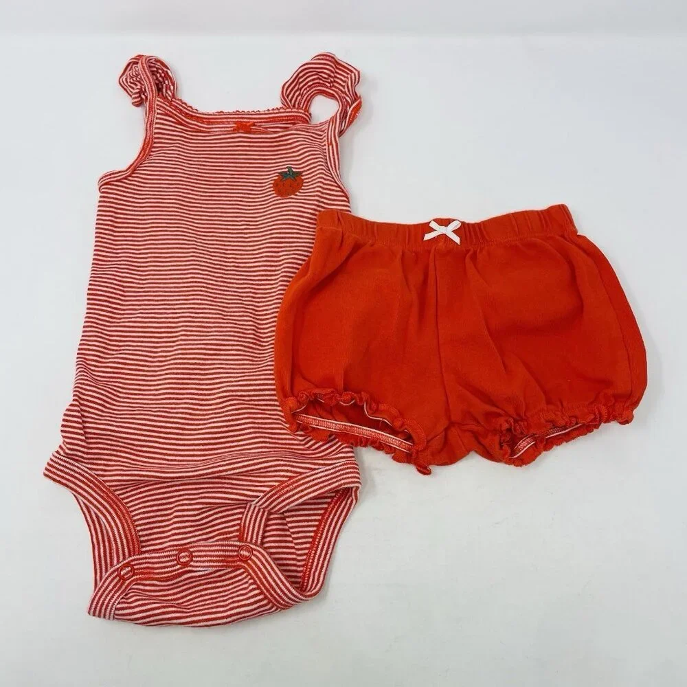 Carters Baby Girls Size 12‎ Months 6 Piece Bodysuits & Short Summer Set 1799
